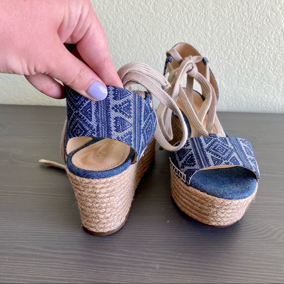 SCHUTZ Zayne Printed Denim Espadrille Platform - Picture 6 of 14